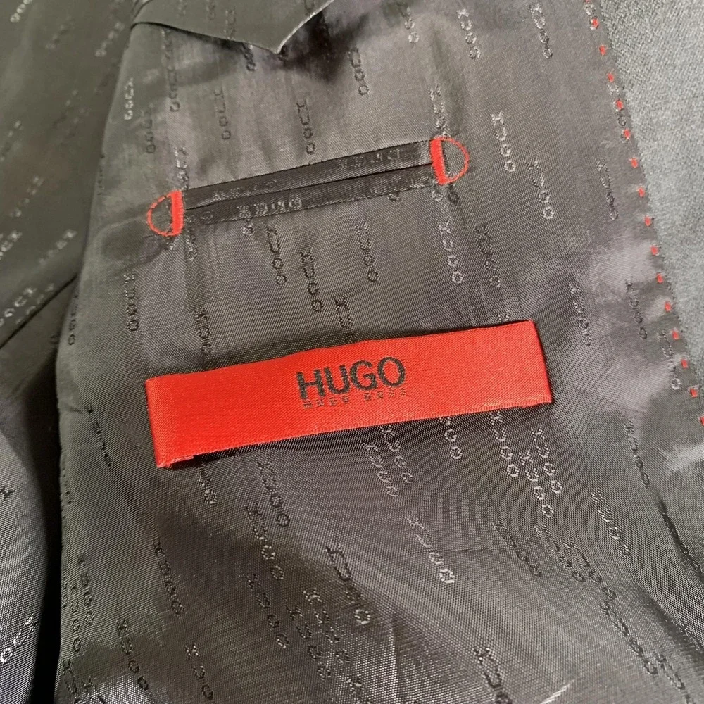 Hugo Boss Suit Jacket Mens 40R Gray Supergraphite Super 120s Wool Two‎ Button